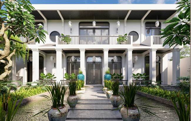 Nhà phố Indochine với sân vườn