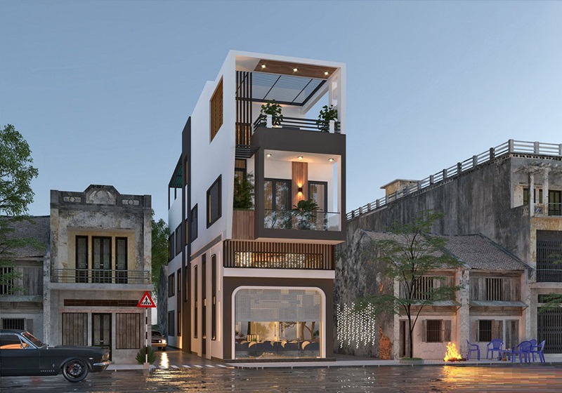 Nhà phố Indochine hài hòa không gian buôn bán