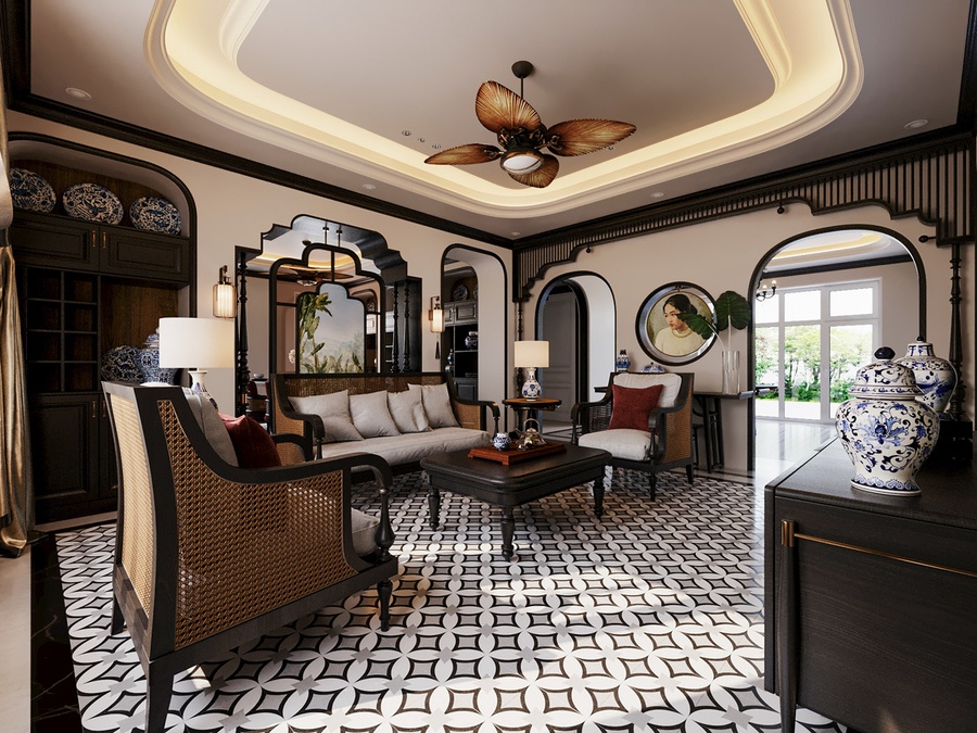 Cách phối màu trong nhà phố Indochine